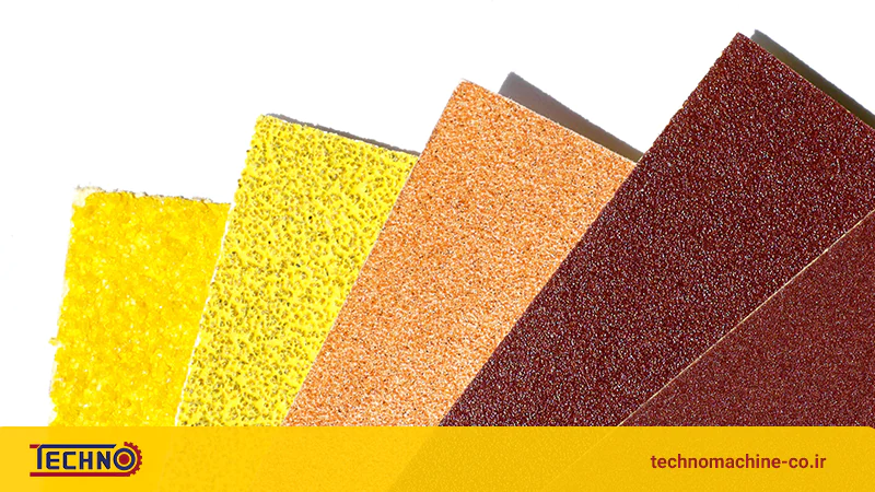 4 نوع سمباده در رنگ های زرد طلایی نارنجی و قهوه ای برای بیان کاربردهای <yoastmark class=